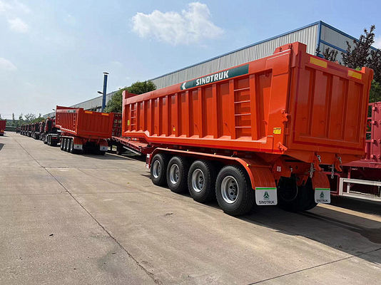Mesin Weichai Kontainer yang dapat disesuaikan dan traktor flatbed dump truck semi trailer