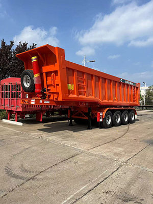 Mesin Weichai Kontainer yang dapat disesuaikan dan traktor flatbed dump truck semi trailer